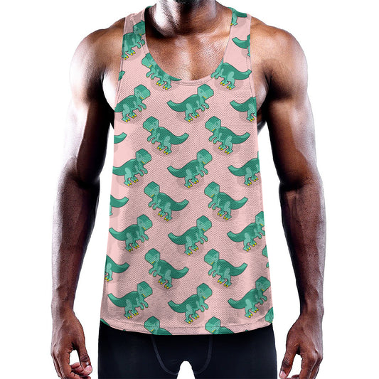 Isometric Tyrannosaurus Pattern Print Training Tank Top