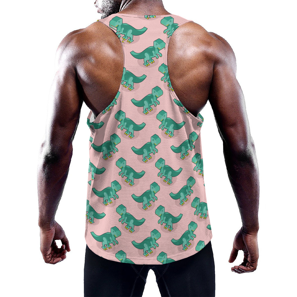 Isometric Tyrannosaurus Pattern Print Training Tank Top