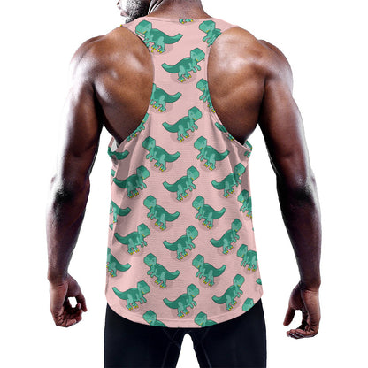 Isometric Tyrannosaurus Pattern Print Training Tank Top