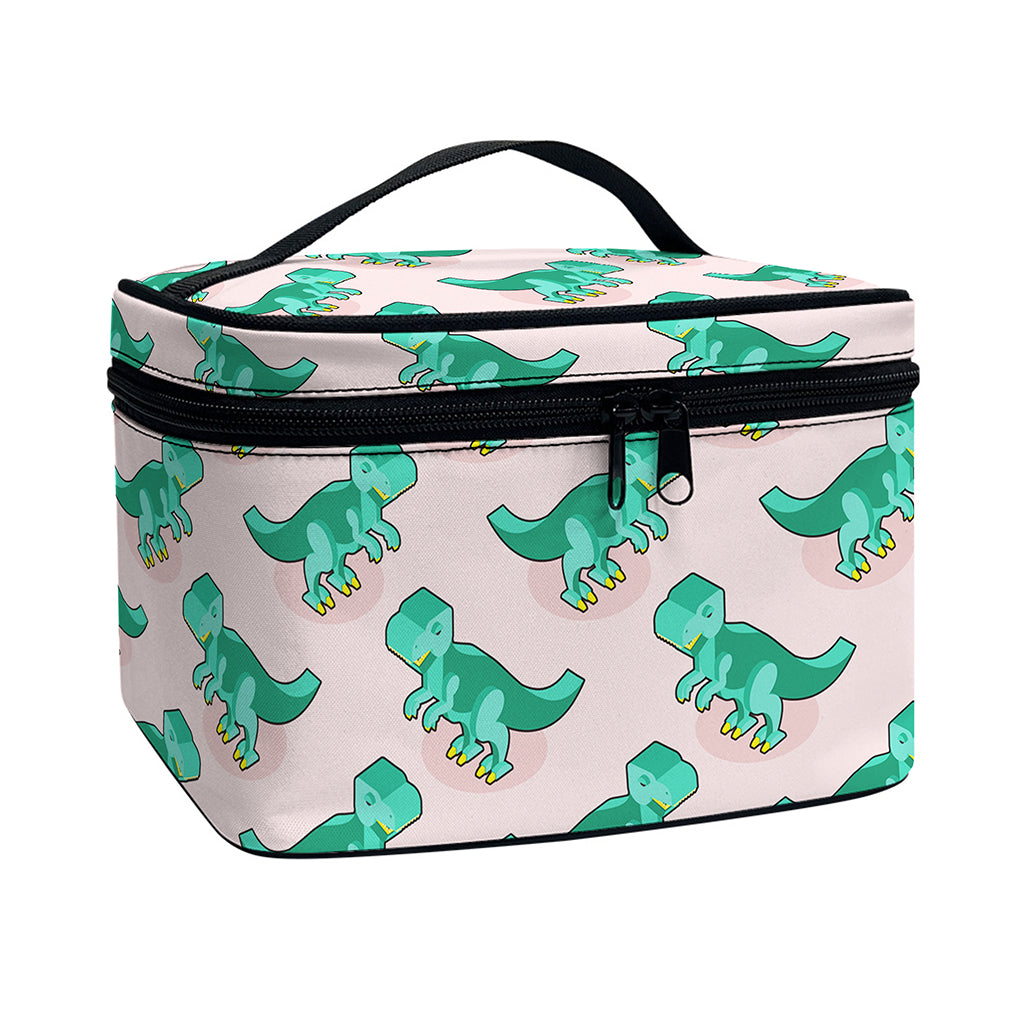 Isometric Tyrannosaurus Pattern Print Travel Makeup Bag