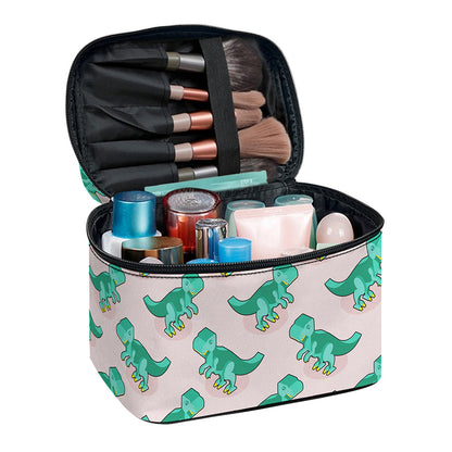 Isometric Tyrannosaurus Pattern Print Travel Makeup Bag
