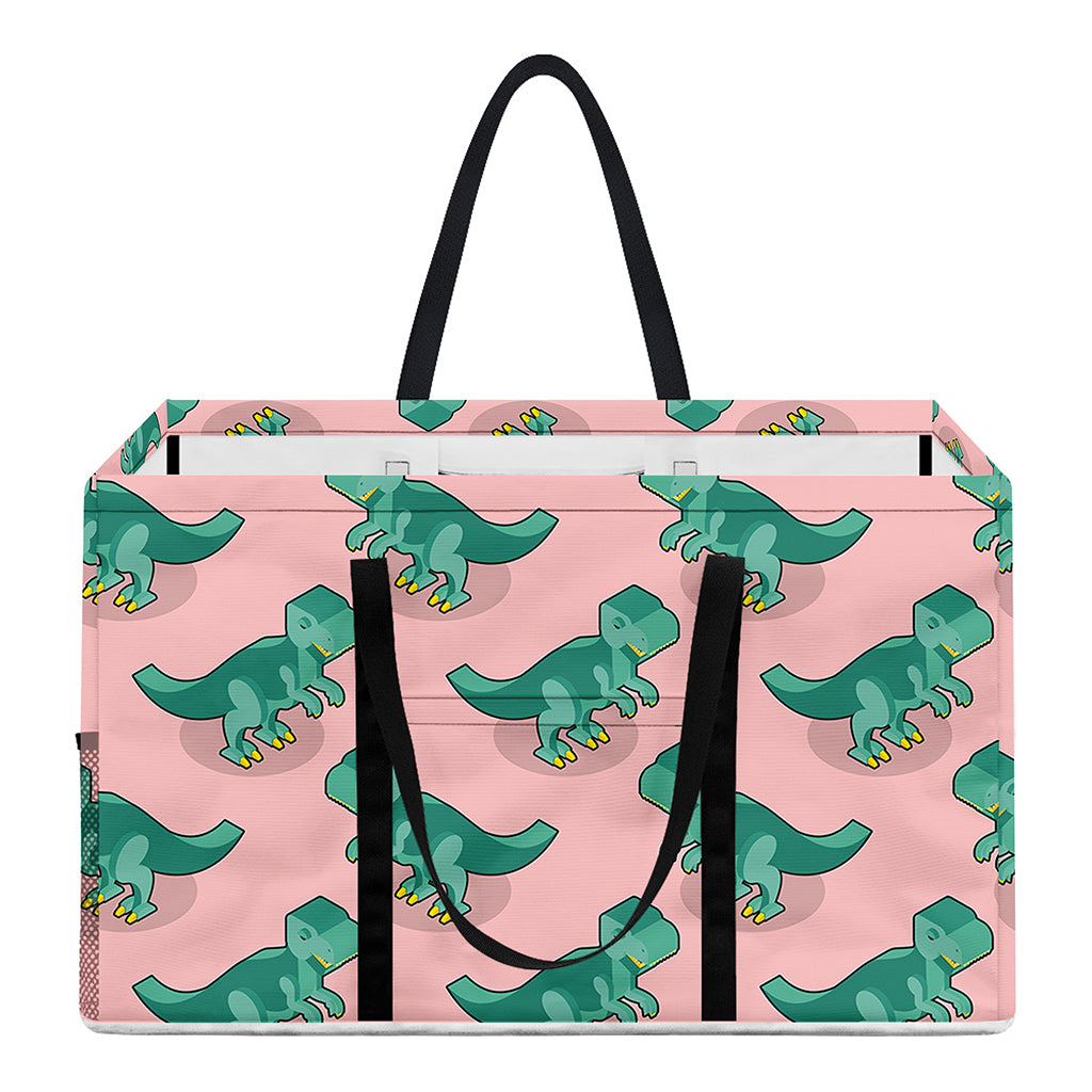 Isometric Tyrannosaurus Pattern Print Utility Tote Bag