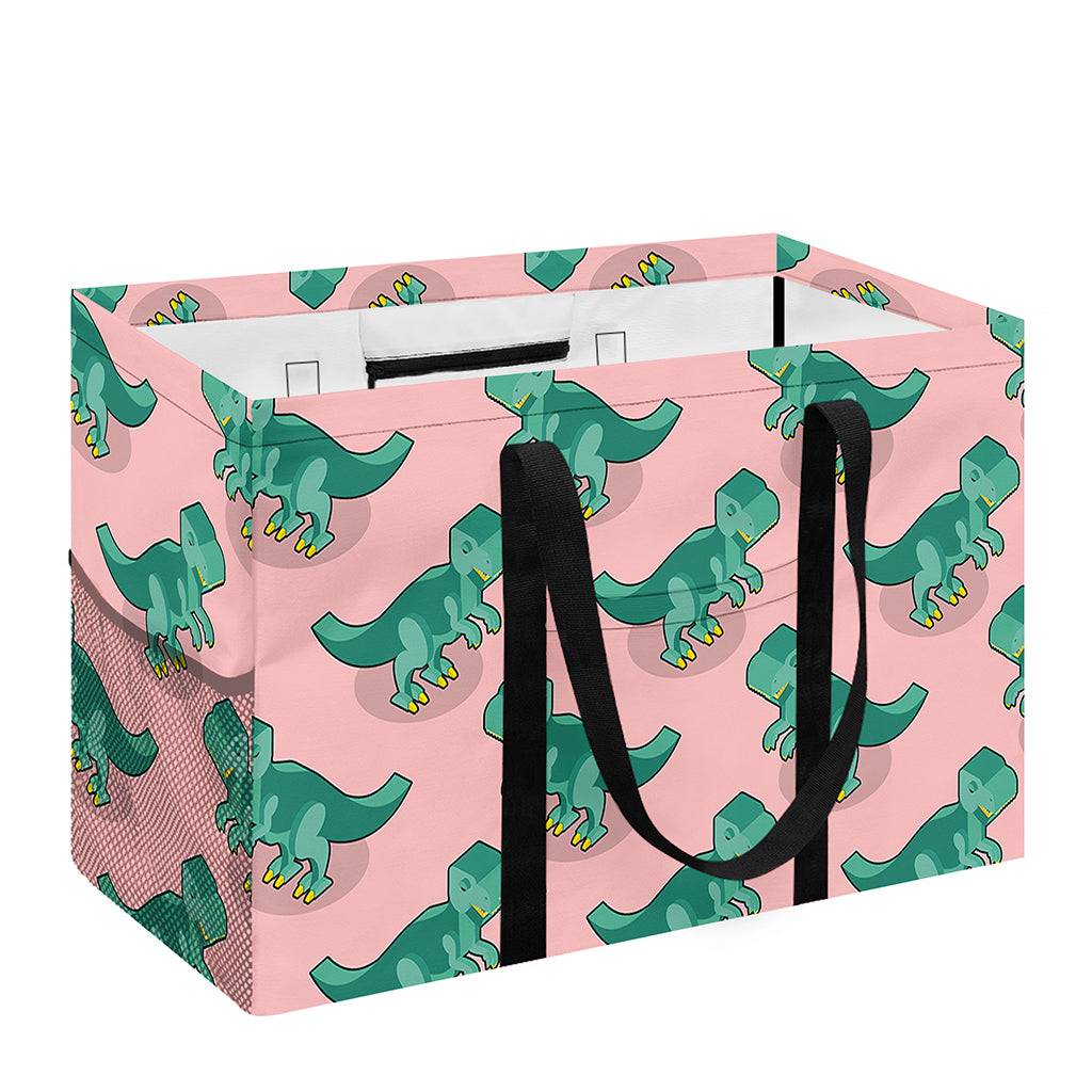 Isometric Tyrannosaurus Pattern Print Utility Tote Bag