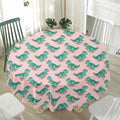 Isometric Tyrannosaurus Pattern Print Waterproof Round Tablecloth
