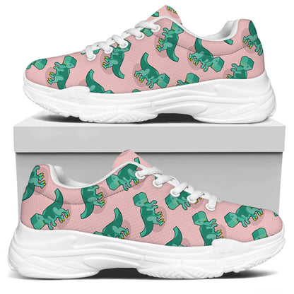 Isometric Tyrannosaurus Pattern Print White Chunky Shoes