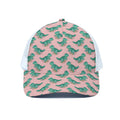Isometric Tyrannosaurus Pattern Print White Mesh Trucker Hat