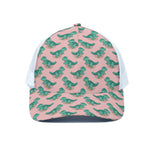 Isometric Tyrannosaurus Pattern Print White Mesh Trucker Cap