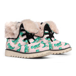 Isometric Tyrannosaurus Pattern Print Winter Boots
