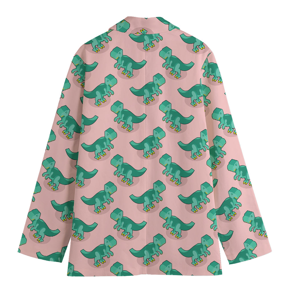 Isometric Tyrannosaurus Pattern Print Women's Blazer