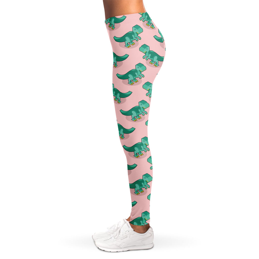 Isometric Tyrannosaurus Pattern Print Women's Leggings
