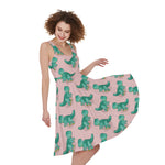 Isometric Tyrannosaurus Pattern Print Women's Sleeveless Dress