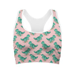Isometric Tyrannosaurus Pattern Print Women's Sports Bra