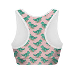 Isometric Tyrannosaurus Pattern Print Women's Sports Bra