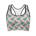 Isometric Tyrannosaurus Pattern Print Women's Sports Bra