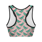 Isometric Tyrannosaurus Pattern Print Women's Sports Bra