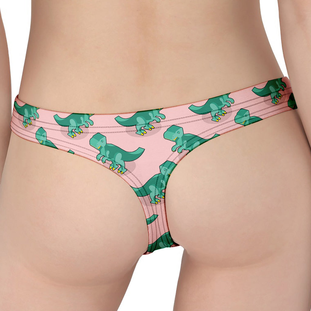 Isometric Tyrannosaurus Pattern Print Women's Thong