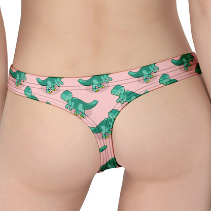 Isometric Tyrannosaurus Pattern Print Women's Thong