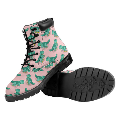 Isometric Tyrannosaurus Pattern Print Work Boots