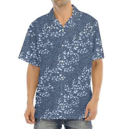 Ivy Flower Denim Jeans Pattern Print Aloha Shirt