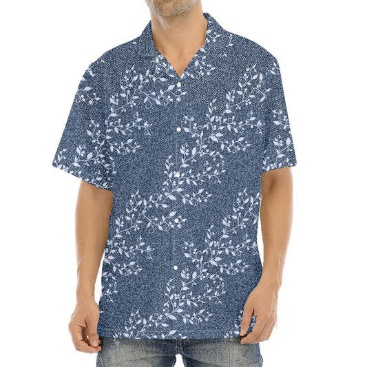Ivy Flower Denim Jeans Pattern Print Aloha Shirt