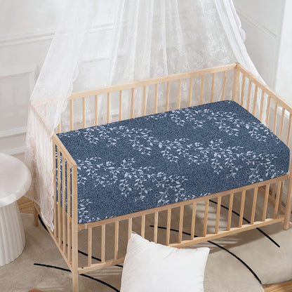 Ivy Flower Denim Jeans Pattern Print Baby Crib Sheet