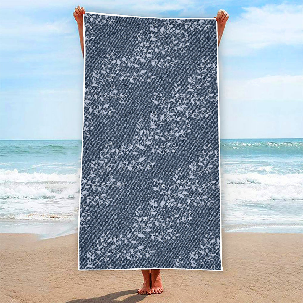 Ivy Flower Denim Jeans Pattern Print Beach Towel