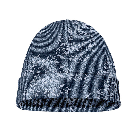 Ivy Flower Denim Jeans Pattern Print Beanie