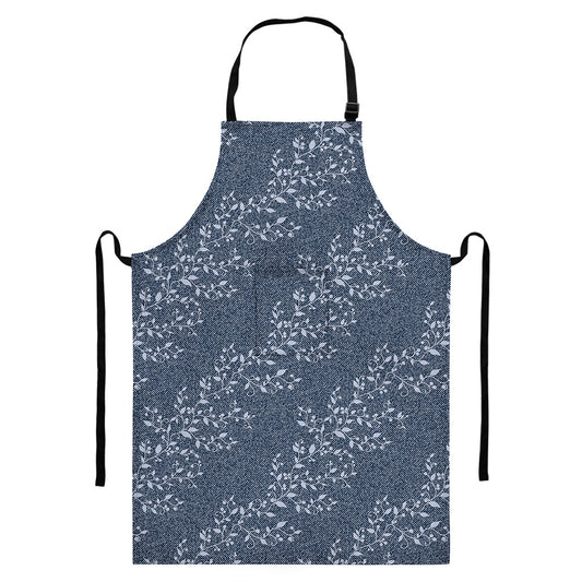 Ivy Flower Denim Jeans Pattern Print Bib Apron With Pocket