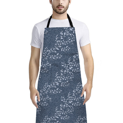Ivy Flower Denim Jeans Pattern Print Bib Apron With Pocket