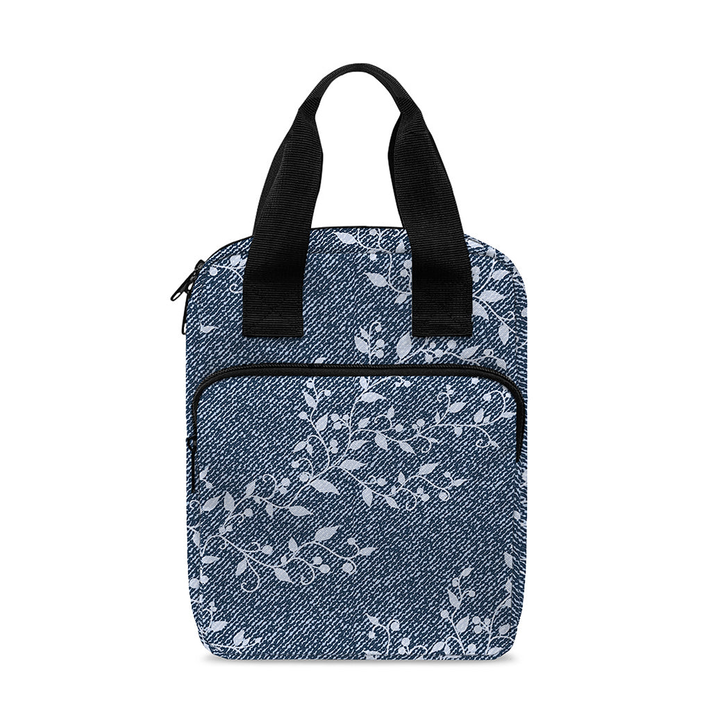Ivy Flower Denim Jeans Pattern Print Bible Tote Bag