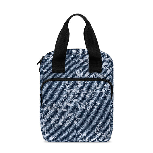 Ivy Flower Denim Jeans Pattern Print Bible Tote Bag