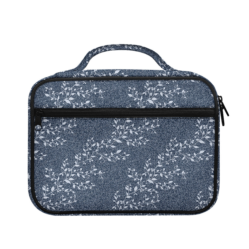 Ivy Flower Denim Jeans Pattern Print Briefcase Bible Bag