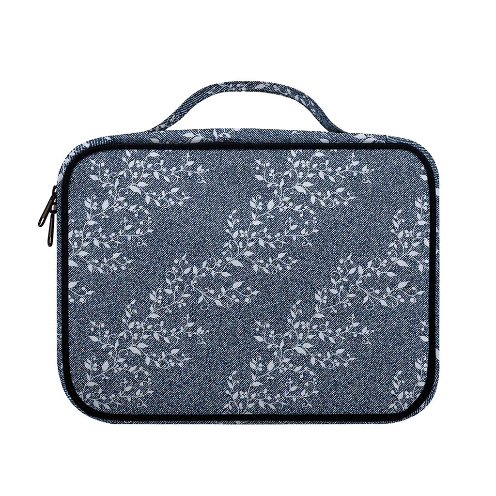 Ivy Flower Denim Jeans Pattern Print Briefcase Bible Bag