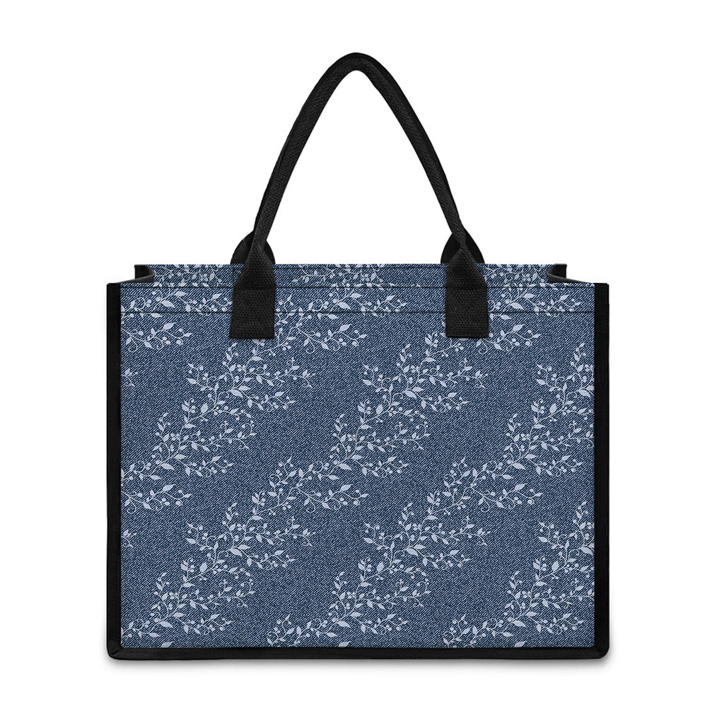 Ivy Flower Denim Jeans Pattern Print Canvas Tote Bag