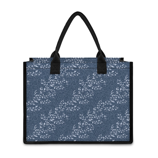 Ivy Flower Denim Jeans Pattern Print Canvas Tote Bag