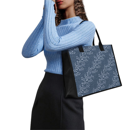 Ivy Flower Denim Jeans Pattern Print Canvas Tote Bag