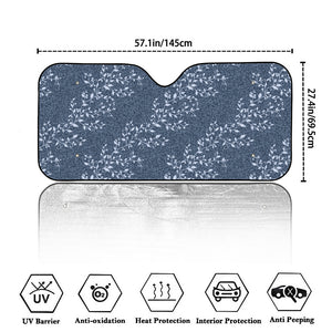 Ivy Flower Denim Jeans Pattern Print Car Windshield Sun Shade