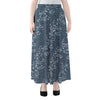 Ivy Flower Denim Jeans Pattern Print Chiffon Maxi Skirt