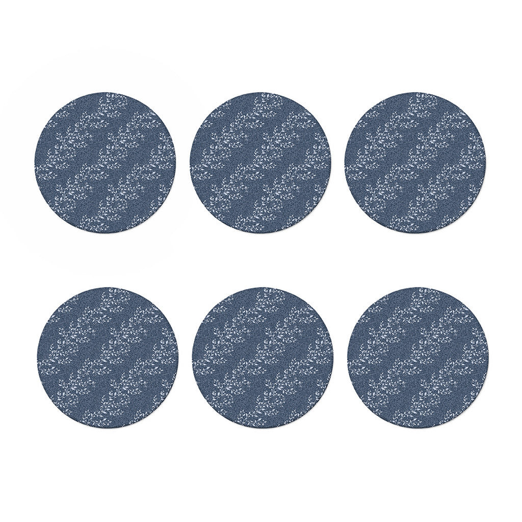 Ivy Flower Denim Jeans Pattern Print Coaster Set