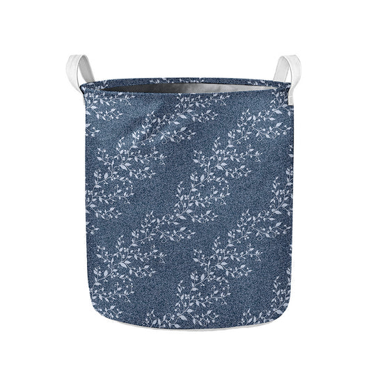 Ivy Flower Denim Jeans Pattern Print Collapsible Laundry Basket