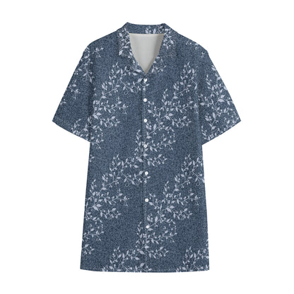 Ivy Flower Denim Jeans Pattern Print Cotton Hawaiian Shirt