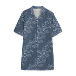 Ivy Flower Denim Jeans Pattern Print Cotton Hawaiian Shirt