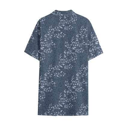 Ivy Flower Denim Jeans Pattern Print Cotton Hawaiian Shirt