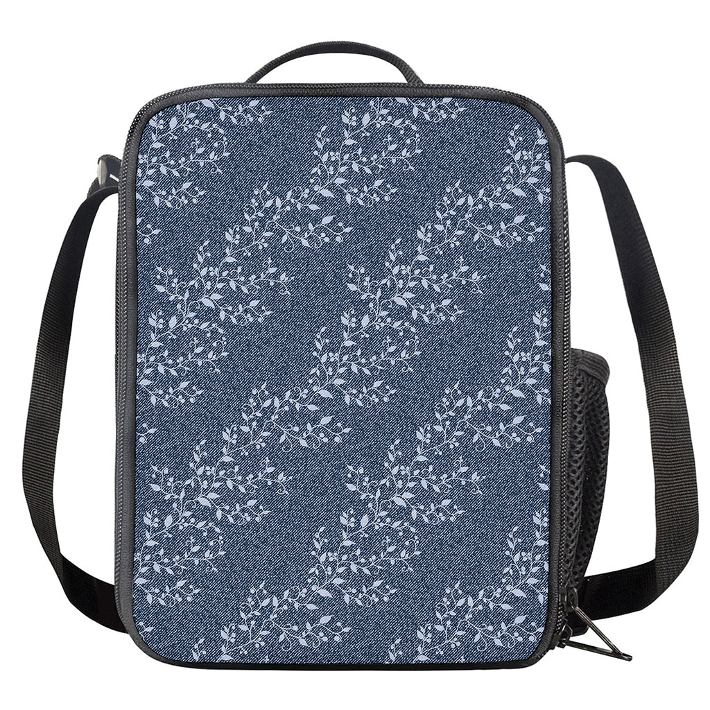 Ivy Flower Denim Jeans Pattern Print Crossbody Lunch Bag