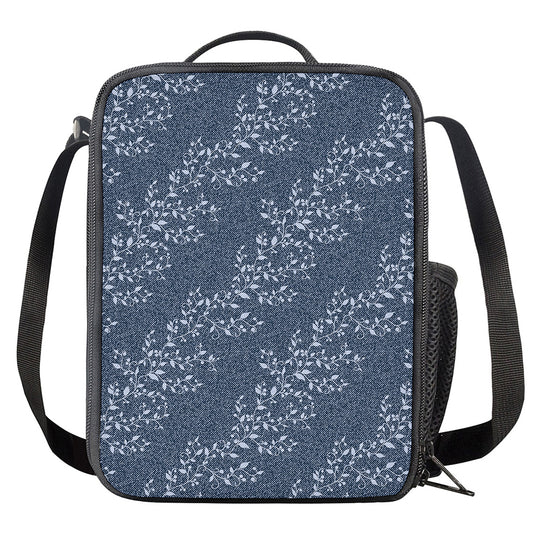 Ivy Flower Denim Jeans Pattern Print Crossbody Lunch Bag