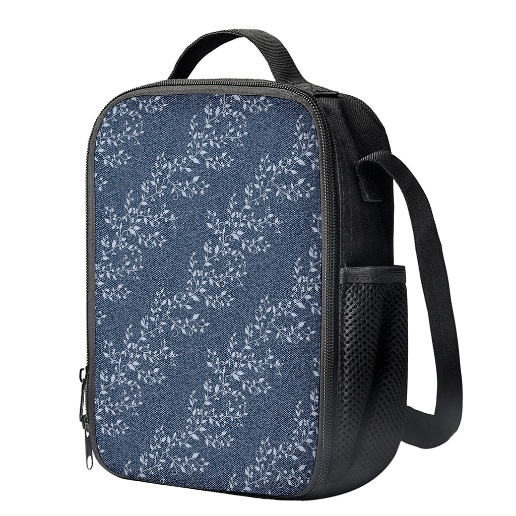 Ivy Flower Denim Jeans Pattern Print Crossbody Lunch Bag