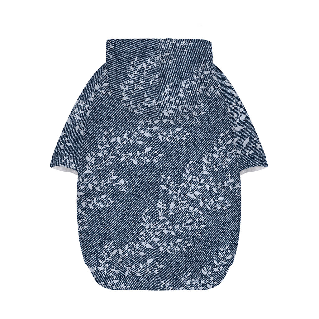 Ivy Flower Denim Jeans Pattern Print Dog Zip Up Hoodie