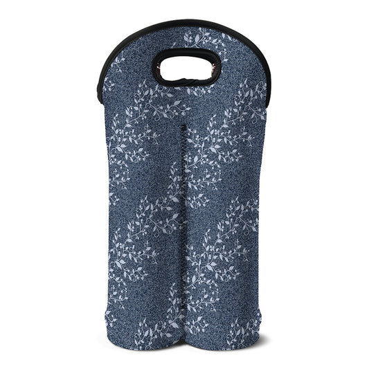 Ivy Flower Denim Jeans Pattern Print Double Neoprene Wine Tote