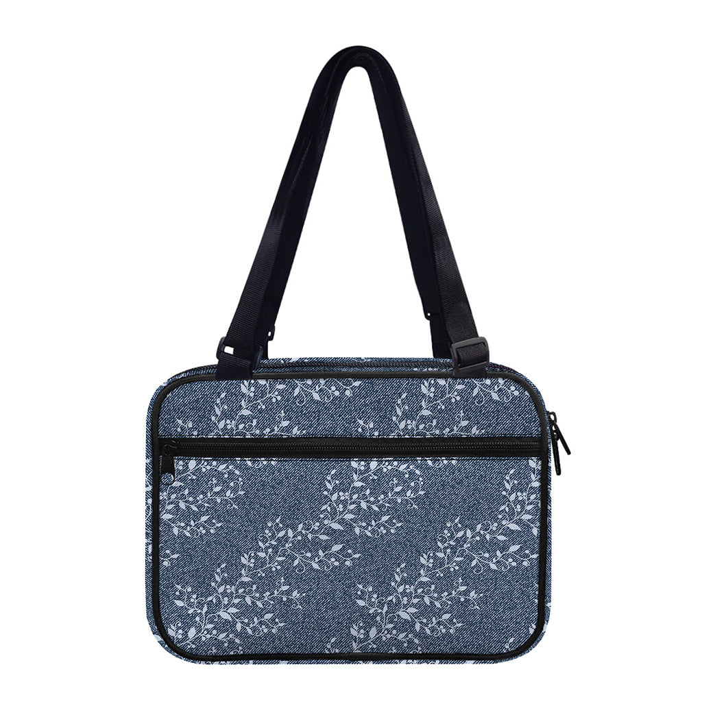 Ivy Flower Denim Jeans Pattern Print Double Strap Bible Bag