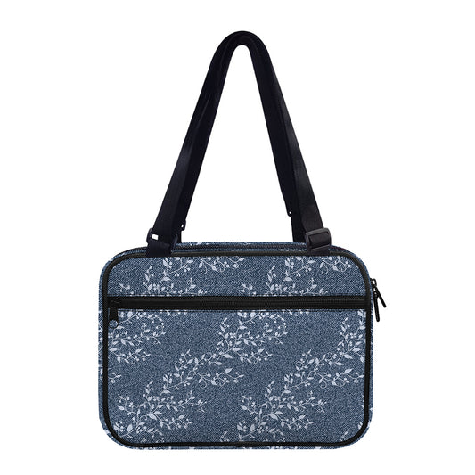Ivy Flower Denim Jeans Pattern Print Double Strap Bible Bag